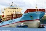 ID 4048 NORA MAERSK (2000/27300grt/IMO 9192478) may appear, as she did to many Aucklanders, to be sinking but in fact she is seen here undergoing repairs to her bow thruster unit. With her forward cargo...